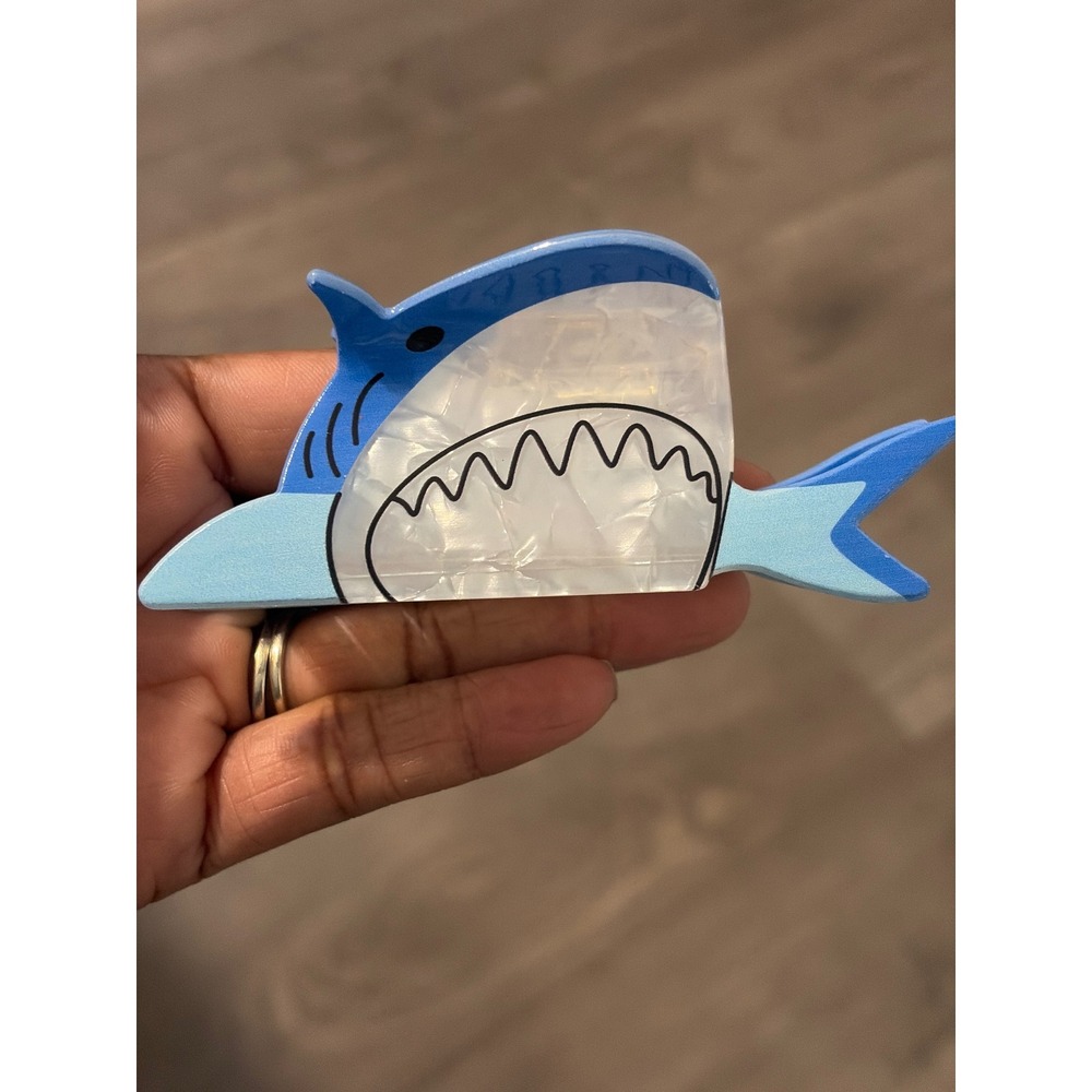 Blue Shark Acetate Hair Claw Clip Pearlescent Ocean Novelty Accessory